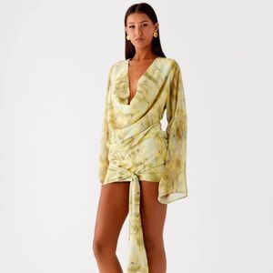 Peppermayo Yellow Tie-Dye Mini Dress